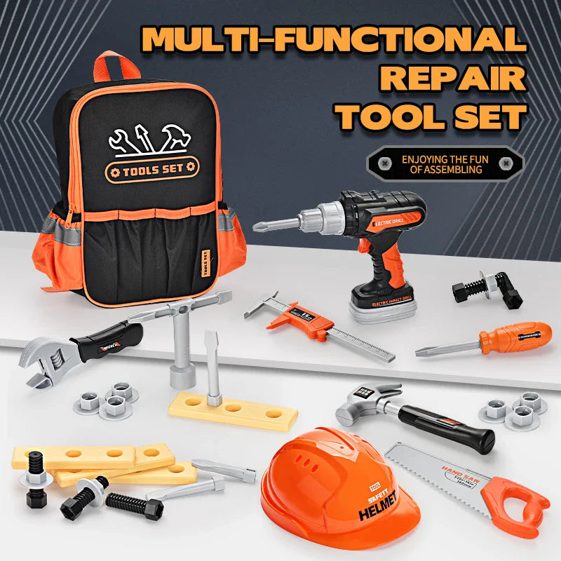 KTX-319827 Construction Tool Pretend Play Set for Kids - Educational DIY Role Play Backpack Toy