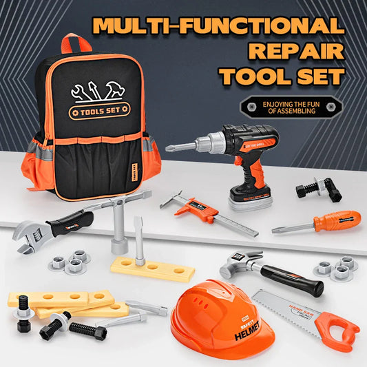 KTX-319827 Construction Tool Pretend Play Set for Kids - Educational DIY Role Play Backpack Toy