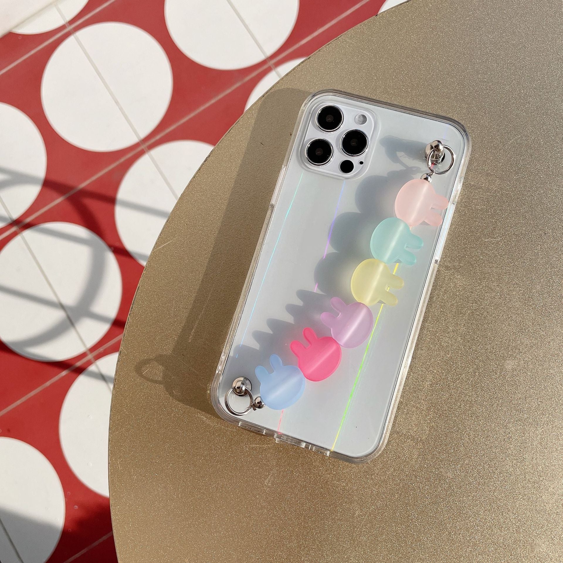 HKM-319827 Stylish Laser Rabbit Chain Mobile Phone Case for Various iPhone Models