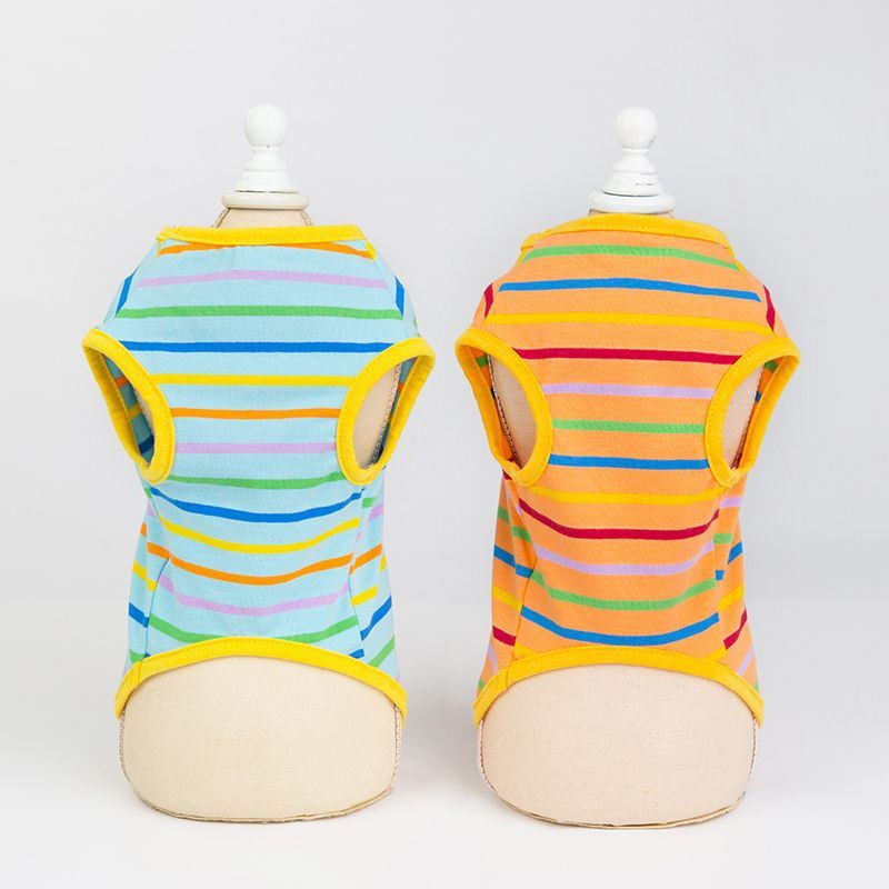 HKM-320019 Comfortable Cotton Pet Vest for Summer Leisure in Light Blue and Orange