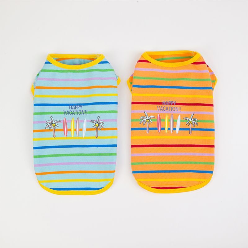 HKM-320019 Comfortable Cotton Pet Vest for Summer Leisure in Light Blue and Orange