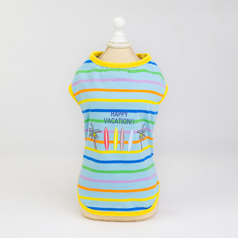 HKM-320019 Comfortable Cotton Pet Vest for Summer Leisure in Light Blue and Orange