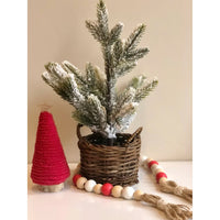 HKM-320339 Mini Christmas Tree Decorations in Red, White, and Green - Cotton Thread, 12cm to 21cm