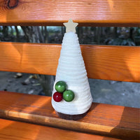 HKM-320339 Mini Christmas Tree Decorations in Red, White, and Green - Cotton Thread, 12cm to 21cm