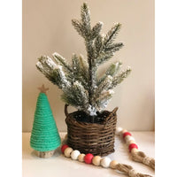 HKM-320339 Mini Christmas Tree Decorations in Red, White, and Green - Cotton Thread, 12cm to 21cm