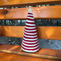 HKM-320339 Mini Christmas Tree Decorations in Red, White, and Green - Cotton Thread, 12cm to 21cm