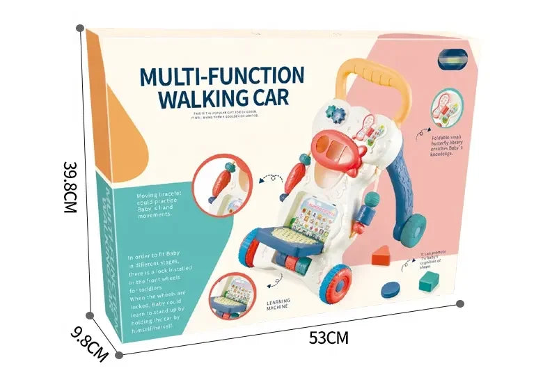 HKM-320531 Multi-Functional Baby Walker Carriage with Music and Lights, Folds Easily, Supports Up to 10kg, Ages 0-3