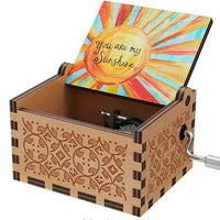 HKM-320723 Custom Hand Crank Wooden Music Box - You Are My Sunshine Design
