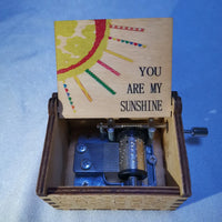 HKM-320723 Custom Hand Crank Wooden Music Box - You Are My Sunshine Design
