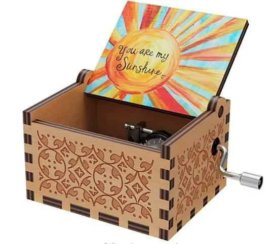 HKM-320723 Custom Hand Crank Wooden Music Box - You Are My Sunshine Design