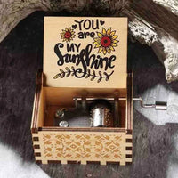 HKM-320723 Custom Hand Crank Wooden Music Box - You Are My Sunshine Design