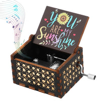 HKM-320723 Custom Hand Crank Wooden Music Box - You Are My Sunshine Design