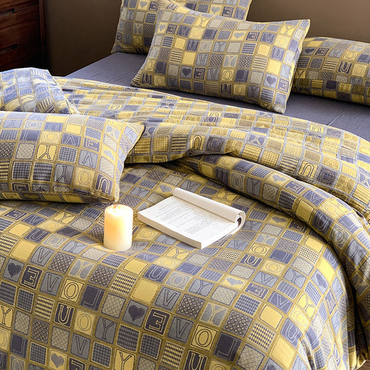 HKM-320723 Pastoral Floral Yarn-Dyed Cotton Double-Layer Gauze Bedding Set - 4-Piece Collection