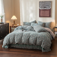 HKM-320723 Pastoral Floral Yarn-Dyed Cotton Double-Layer Gauze Bedding Set - 4-Piece Collection