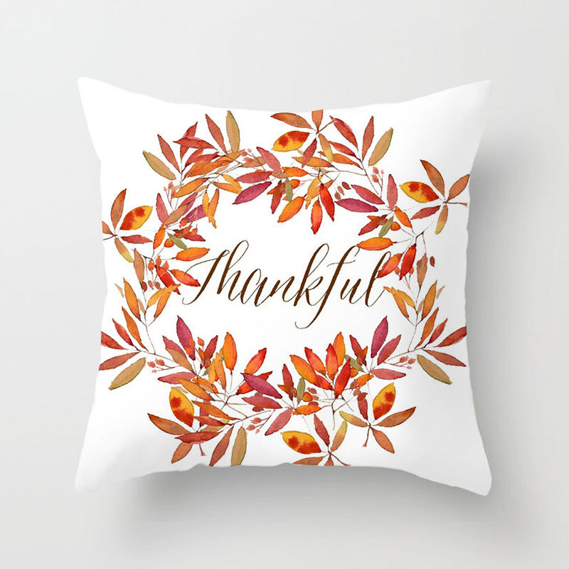 HKM-320787 Flower Letter Print Peach Skin Pillowcase - Soft & Elegant Design, 45x45cm, No Pillow Core Included