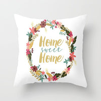 HKM-320787 Flower Letter Print Peach Skin Pillowcase - Soft & Elegant Design, 45x45cm, No Pillow Core Included