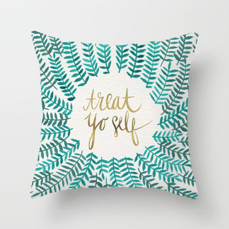 HKM-320787 Flower Letter Print Peach Skin Pillowcase - Soft & Elegant Design, 45x45cm, No Pillow Core Included