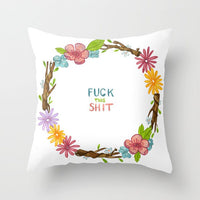 HKM-320787 Flower Letter Print Peach Skin Pillowcase - Soft & Elegant Design, 45x45cm, No Pillow Core Included