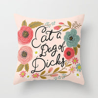 HKM-320787 Flower Letter Print Peach Skin Pillowcase - Soft & Elegant Design, 45x45cm, No Pillow Core Included