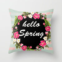 HKM-320787 Flower Letter Print Peach Skin Pillowcase - Soft & Elegant Design, 45x45cm, No Pillow Core Included
