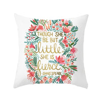 HKM-320787 Flower Letter Print Peach Skin Pillowcase - Soft & Elegant Design, 45x45cm, No Pillow Core Included