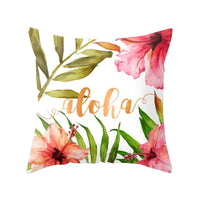 HKM-320787 Flower Letter Print Peach Skin Pillowcase - Soft & Elegant Design, 45x45cm, No Pillow Core Included