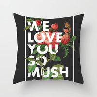 HKM-320787 Flower Letter Print Peach Skin Pillowcase - Soft & Elegant Design, 45x45cm, No Pillow Core Included