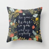 HKM-320787 Flower Letter Print Peach Skin Pillowcase - Soft & Elegant Design, 45x45cm, No Pillow Core Included