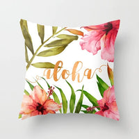 HKM-320787 Flower Letter Print Peach Skin Pillowcase - Soft & Elegant Design, 45x45cm, No Pillow Core Included