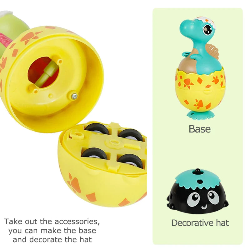HKM-320979 2 in 1 Mini Pull Back Car and Gyro Toy for Kids - Dinosaur Models, Ages 3 and Up