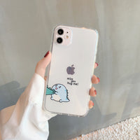 HKM-320979 Couple Transparent TPU Soft Case for iPhone - Cute Cartoon Animal Design