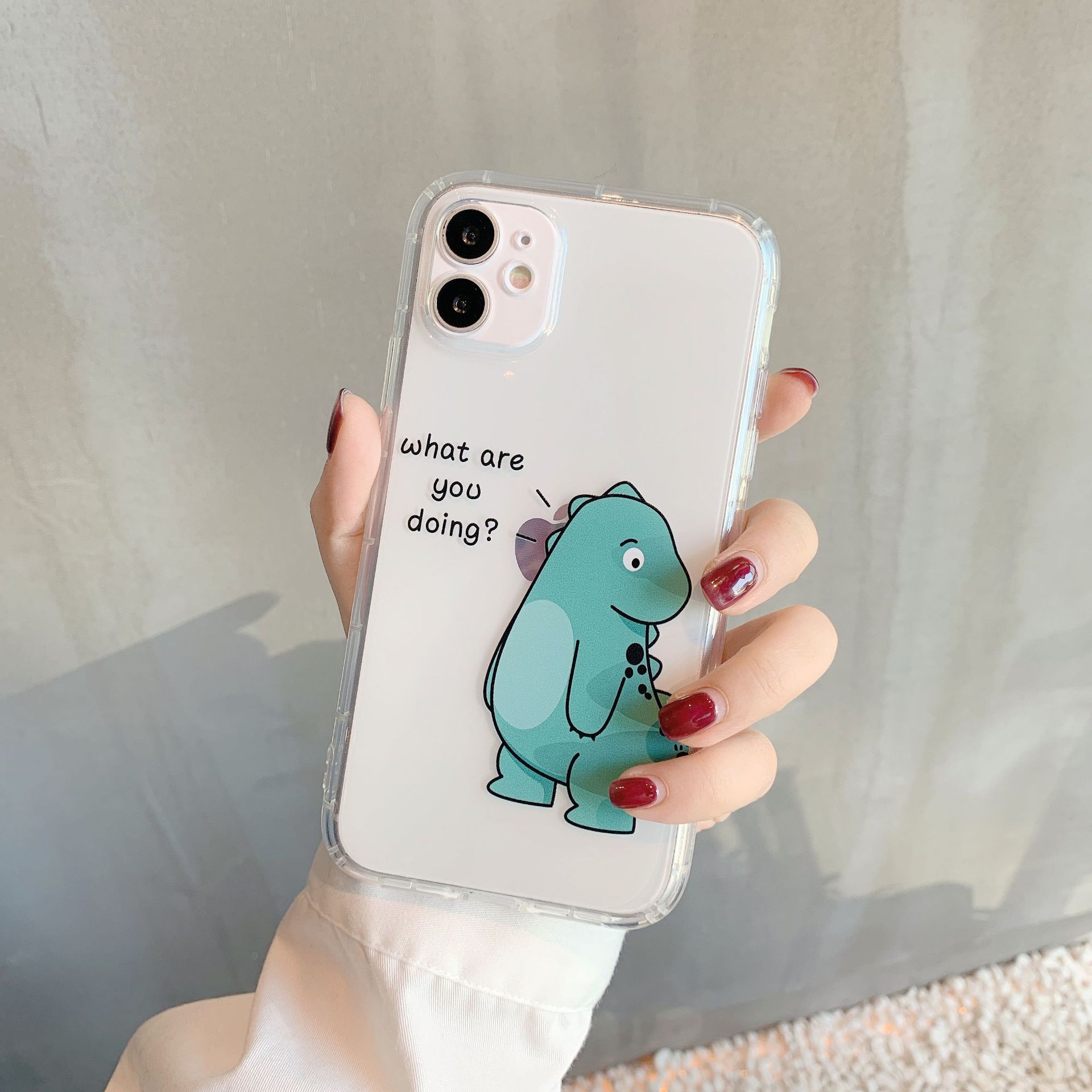 HKM-320979 Couple Transparent TPU Soft Case for iPhone - Cute Cartoon Animal Design