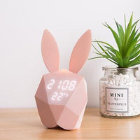 HKM-321043 Rabbit Shape Digital Alarm Clock with Battery Backup, ABS Material, Pink Green Color, Perfect for Home and Office