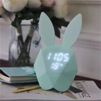 HKM-321043 Rabbit Shape Digital Alarm Clock with Battery Backup, ABS Material, Pink Green Color, Perfect for Home and Office