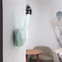 HKM-321043 Rabbit Shape Digital Alarm Clock with Battery Backup, ABS Material, Pink Green Color, Perfect for Home and Office