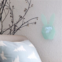 HKM-321043 Rabbit Shape Digital Alarm Clock with Battery Backup, ABS Material, Pink Green Color, Perfect for Home and Office