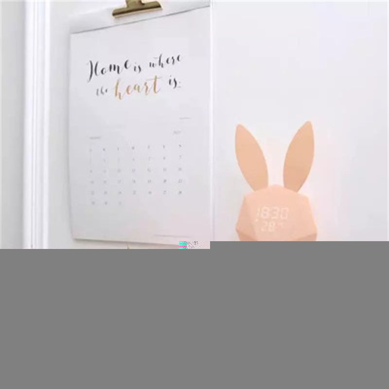 HKM-321043 Rabbit Shape Digital Alarm Clock with Battery Backup, ABS Material, Pink Green Color, Perfect for Home and Office