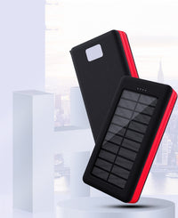 HKM-321107 30000mAh Large Capacity Solar Power Bank for Outdoor Camping, Dual USB Ports, Durable Plastic Shell