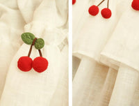 HKM-321427 Lace Cherry Short Curtain for Kitchen Small Windows - Cross Hemp Yarn Design