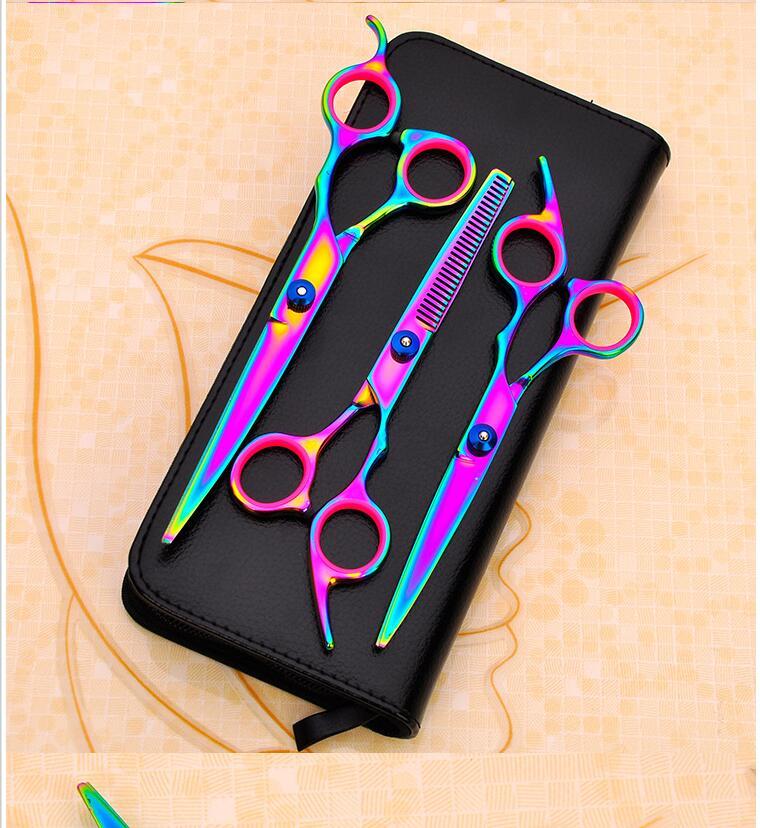 HKM-321427 Professional Pet Grooming Scissors Set with Thinning Shears and Maintenance Tools - 4CR Material, 17.5 cm Length