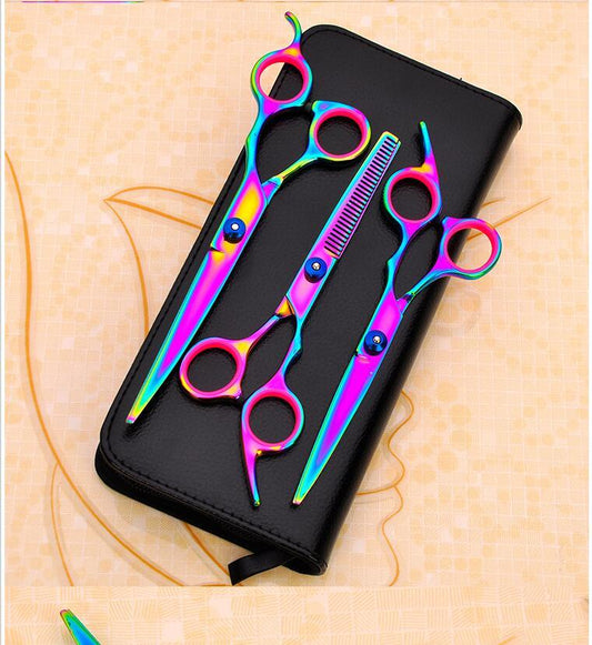 HKM-321427 Professional Pet Grooming Scissors Set with Thinning Shears and Maintenance Tools - 4CR Material, 17.5 cm Length