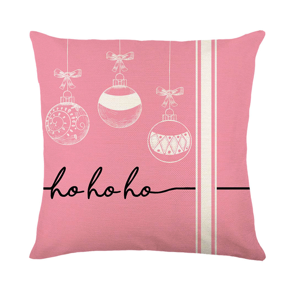 HKM-321491 Christmas Pillow Cover with Letter and Cartoon Print, 45x45cm, Polyester Material