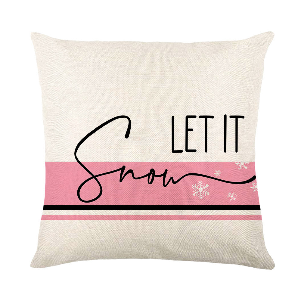 HKM-321491 Christmas Pillow Cover with Letter and Cartoon Print, 45x45cm, Polyester Material