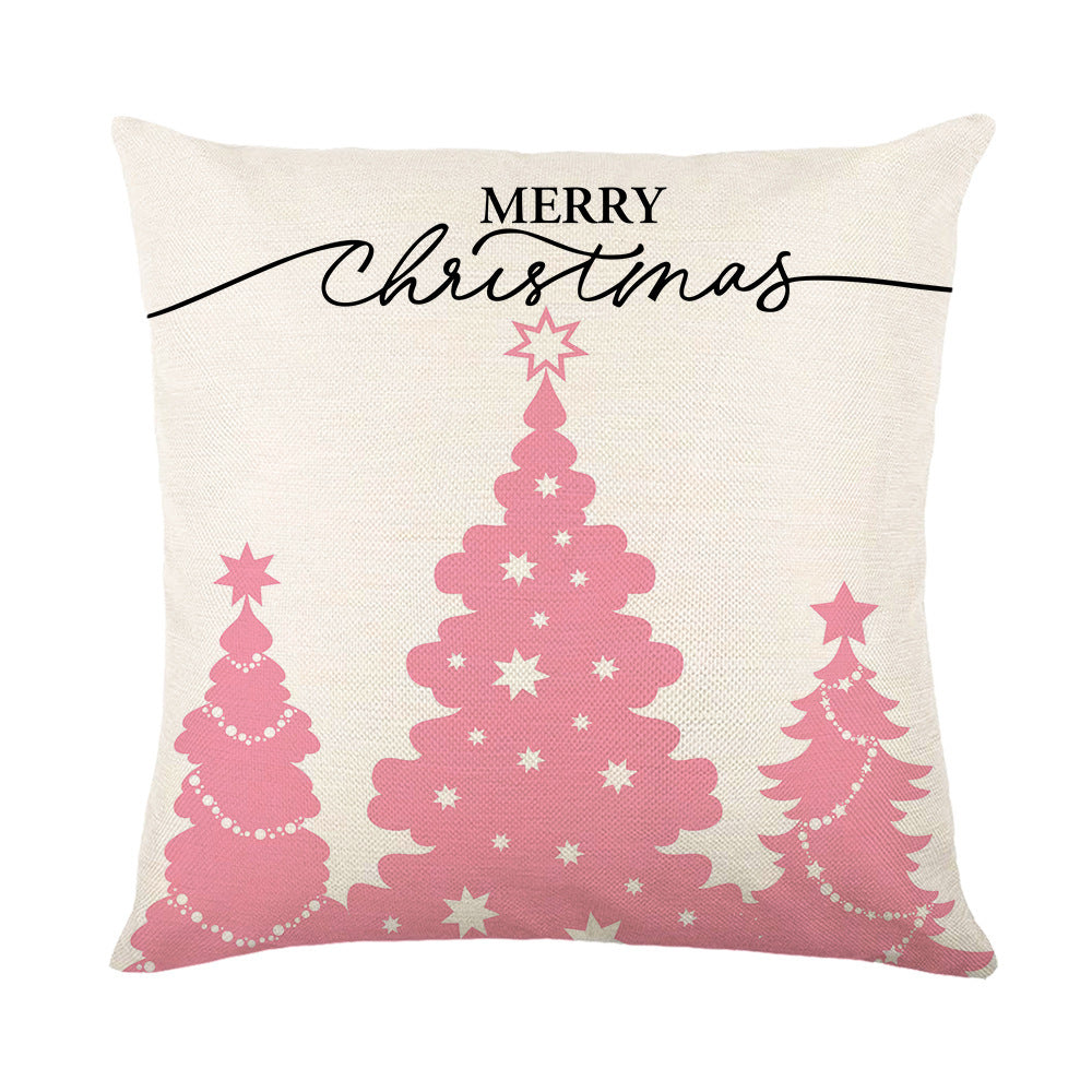 HKM-321491 Christmas Pillow Cover with Letter and Cartoon Print, 45x45cm, Polyester Material