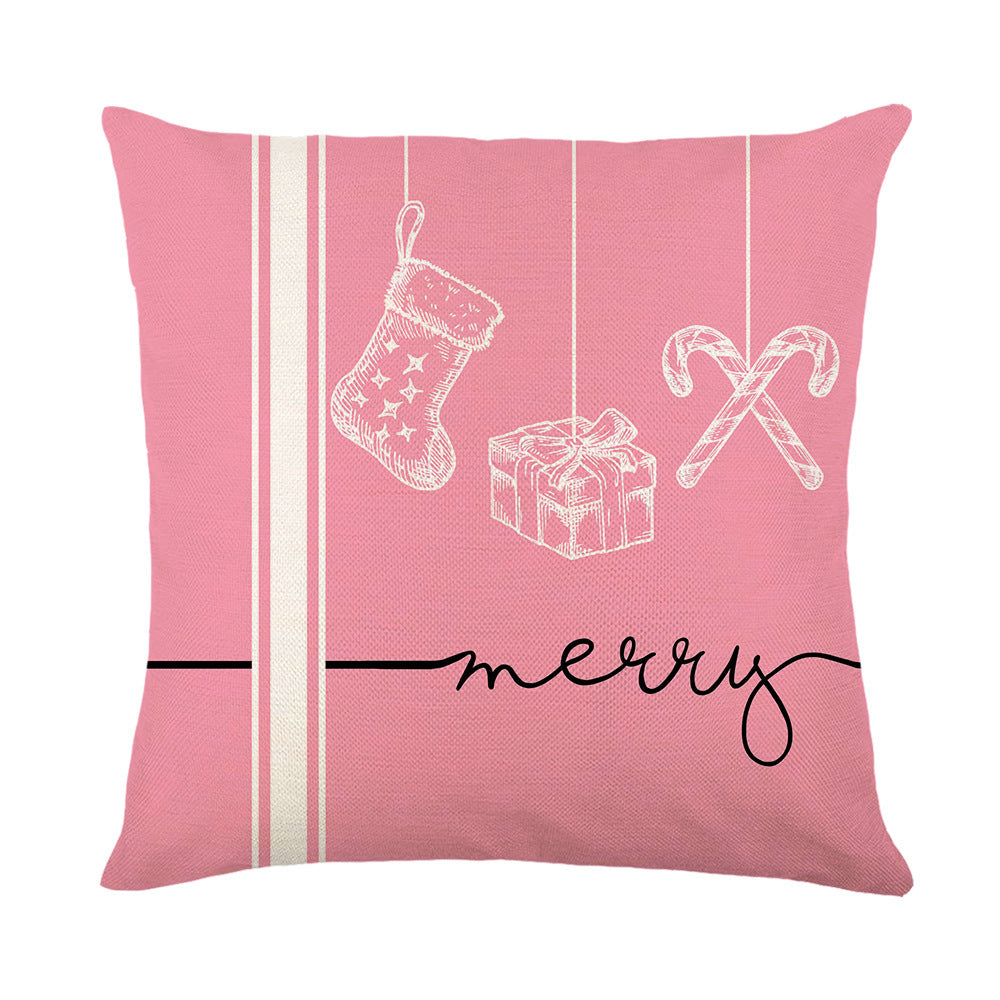 HKM-321491 Christmas Pillow Cover with Letter and Cartoon Print, 45x45cm, Polyester Material