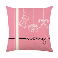 HKM-321491 Christmas Pillow Cover with Letter and Cartoon Print, 45x45cm, Polyester Material