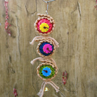 HKM-321811 Natural Luffa and Vine Climbing Toy for Parrots and Small Birds - 24cm Long with Rattan Ball