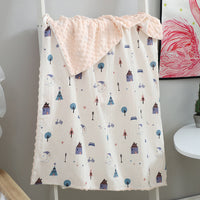 HKM-321875 Baby Soothing Beanie Blanket - 70x110cm Cotton and Polyester Quilt with Adorable Animal Designs