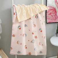 HKM-321875 Baby Soothing Beanie Blanket - 70x110cm Cotton and Polyester Quilt with Adorable Animal Designs