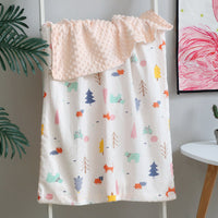 HKM-321875 Baby Soothing Beanie Blanket - 70x110cm Cotton and Polyester Quilt with Adorable Animal Designs